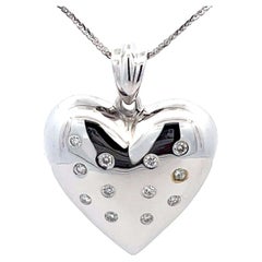 Collar Corazón de Diamantes en Oro Blanco de 14k