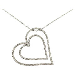 Collana con cuore di diamanti in oro bianco 14k