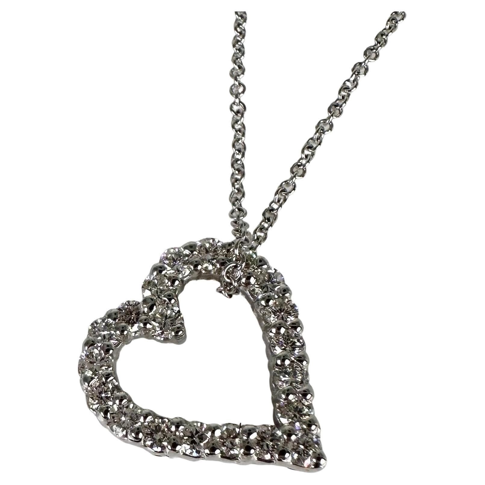 Diamond Heart necklace in 14KT white gold  For Sale