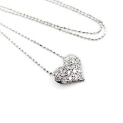 Collana con cuore di diamanti in oro bianco 18 carati