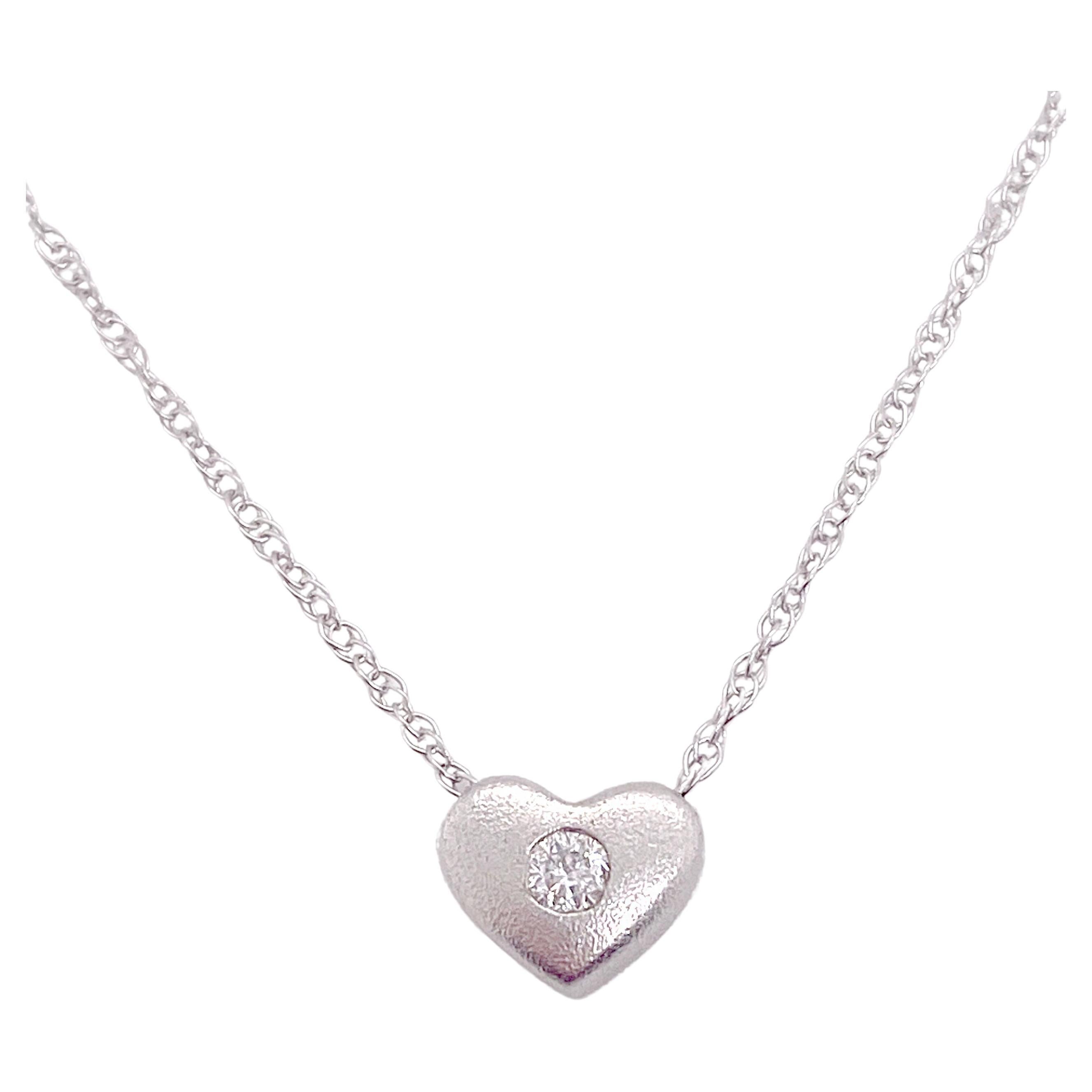 Diamond Heart Necklace, White Gold, One of a Kind Diamond Heart Pendant