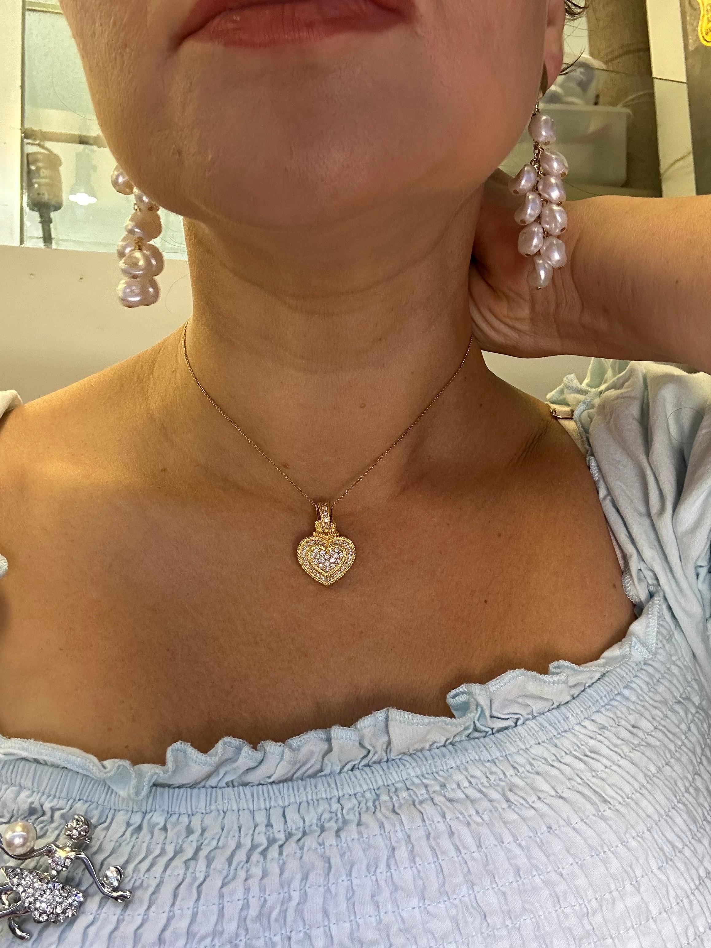 Colgante corazón diamante oro 18KT oro amarillo colgante corazón amor en venta 1