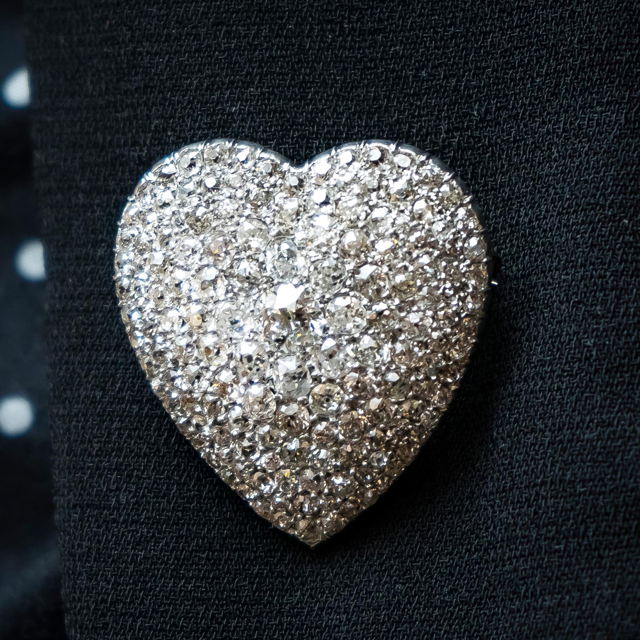 Old Mine Cut Diamond Heart Pendant Brooch, circa 1930