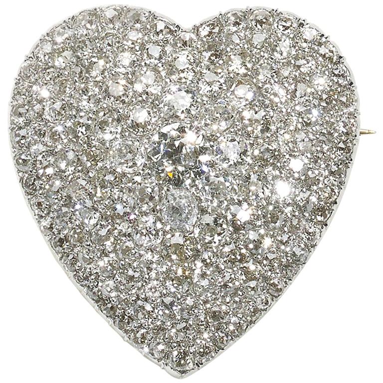 Diamond Heart Pendant Brooch, circa 1930