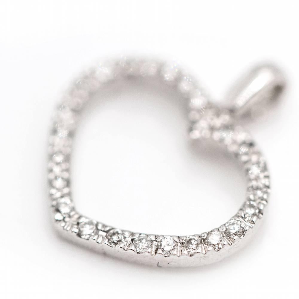 Taglio brillante Ciondolo con cuore di diamante in vendita
