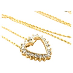 Diamond Heart Pendant in Yellow Gold