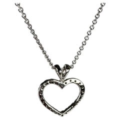 Collar Colgante Corazón Diamante Oro Blanco 14 Kilates Collar Corazón Moderno