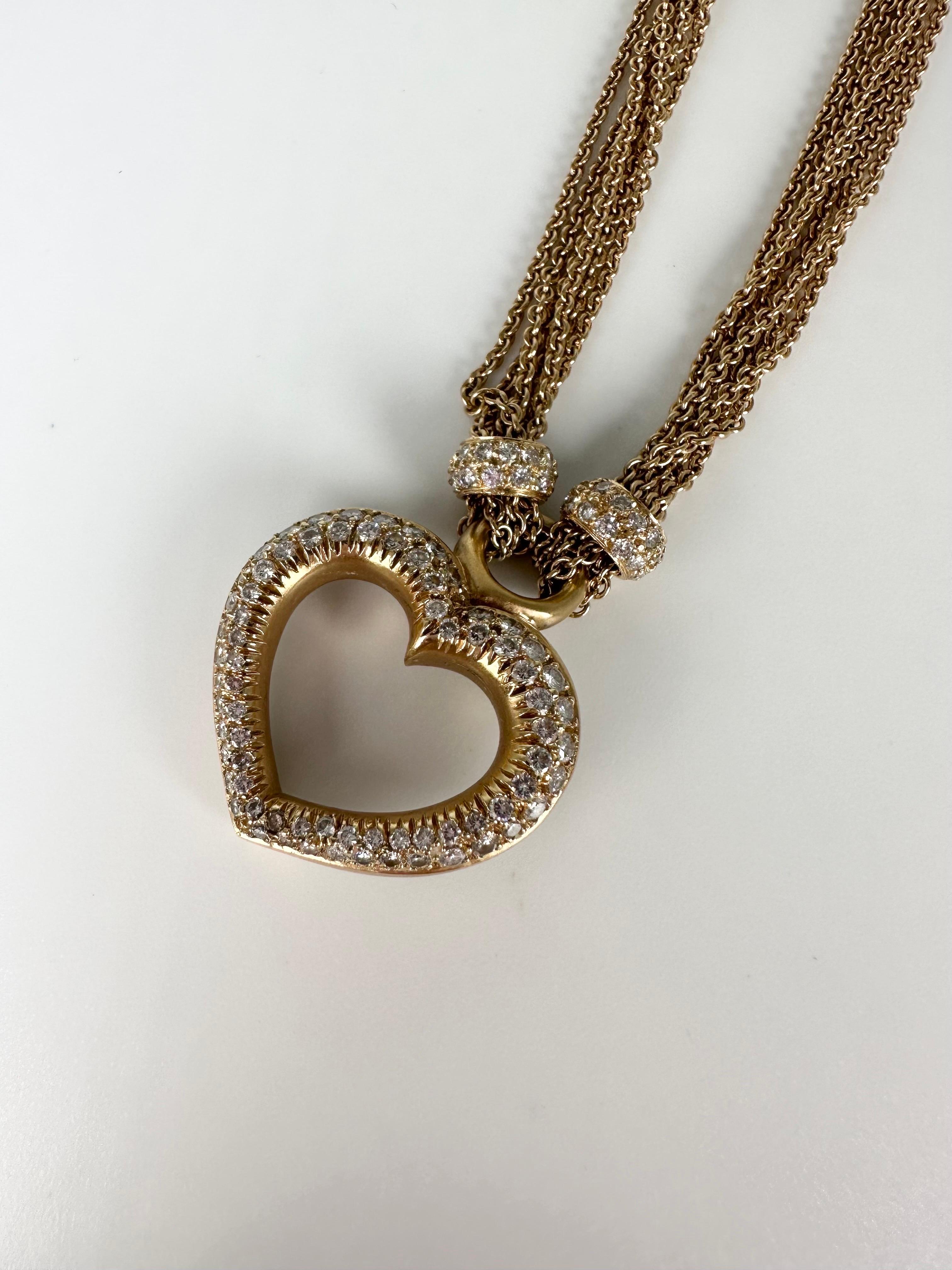 Diamant-Herz-Anhänger-Halskette 14KT Gelbgold mit einzigartiger Präsentation  im Zustand „Neu“ im Angebot in Jupiter, FL