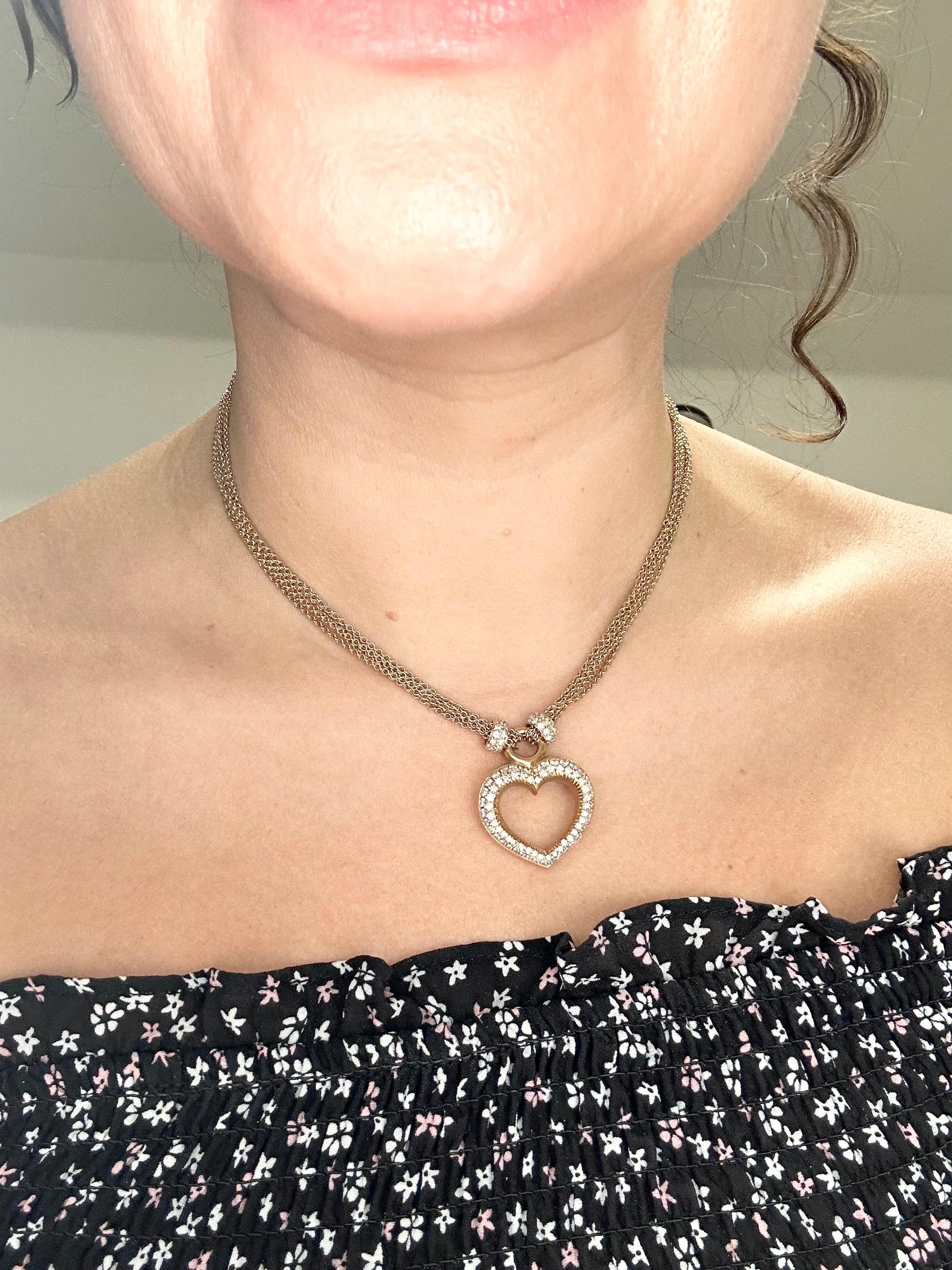 Diamant-Herz-Anhänger-Halskette 14KT Gelbgold mit einzigartiger Präsentation  im Angebot 2