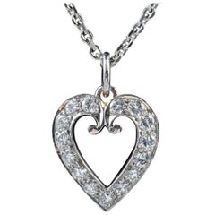 Diamond Heart Pendant Necklace 18 Carat White Gold Chain 1.20 Carat of Diamond