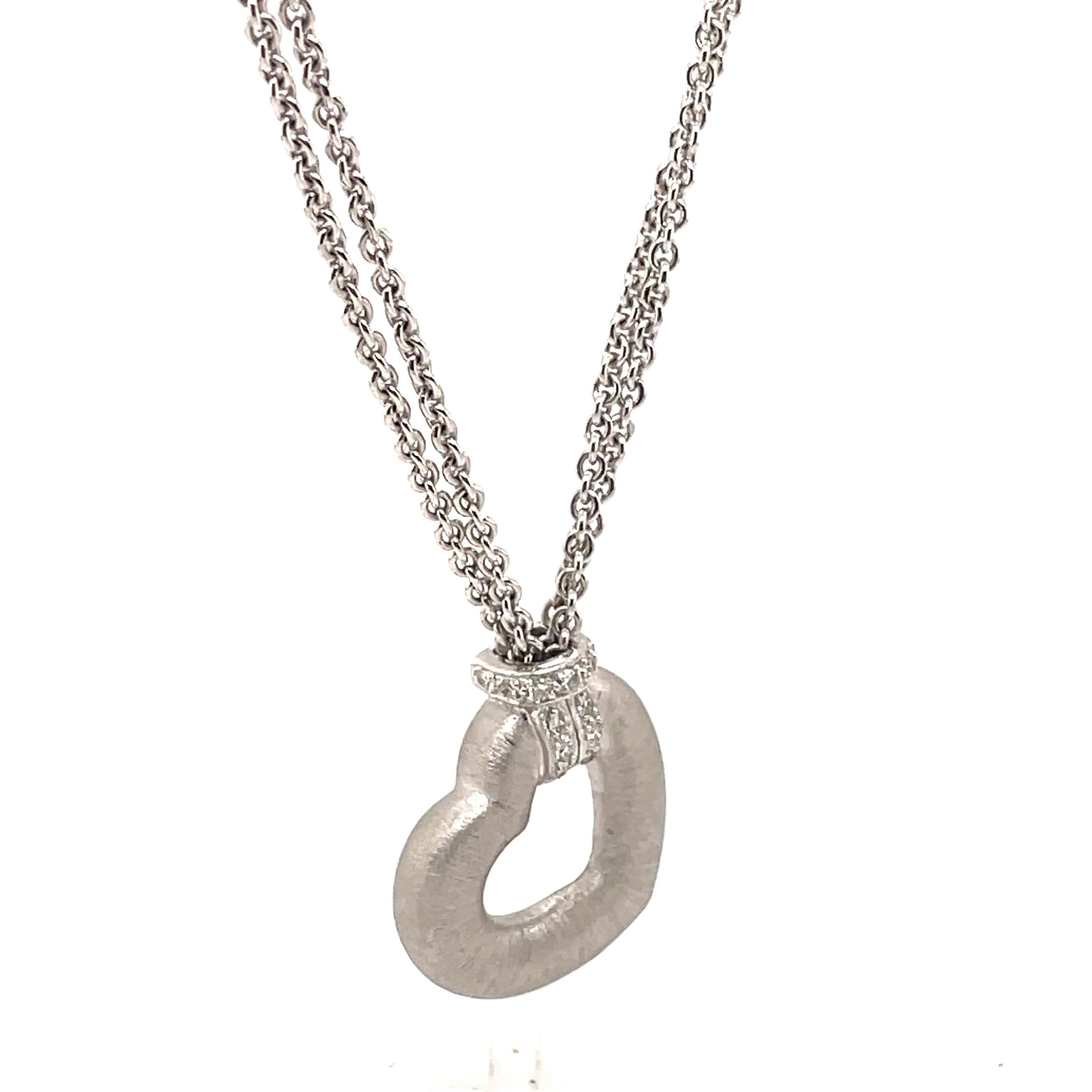 Contemporary Alexander Beverly Hills Diamond Heart Pendant Necklace Brush Finish 18k For Sale