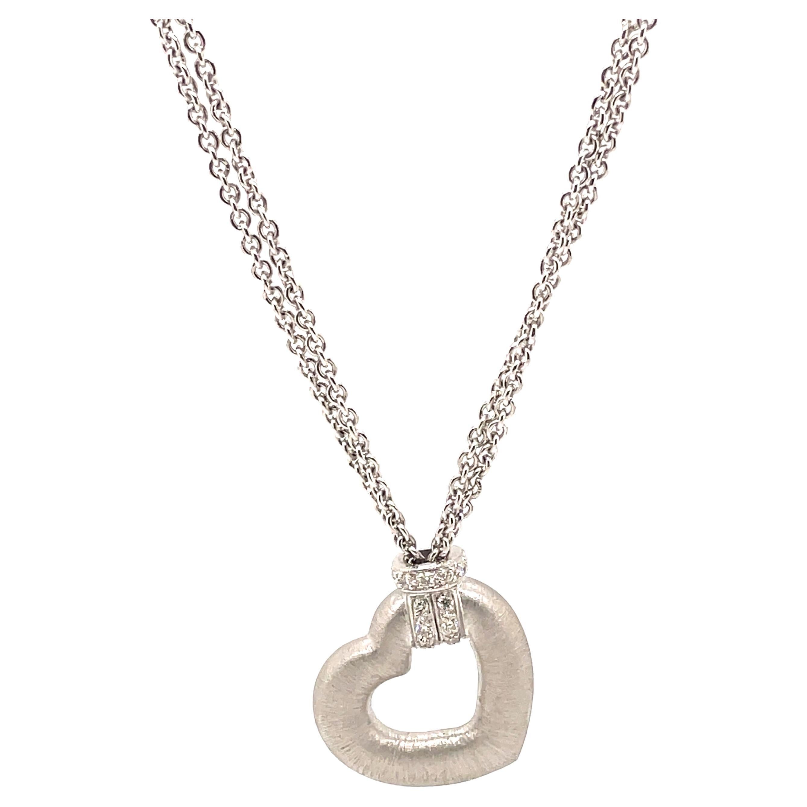 Alexander Beverly Hills Diamond Heart Pendant Necklace Brush Finish 18k