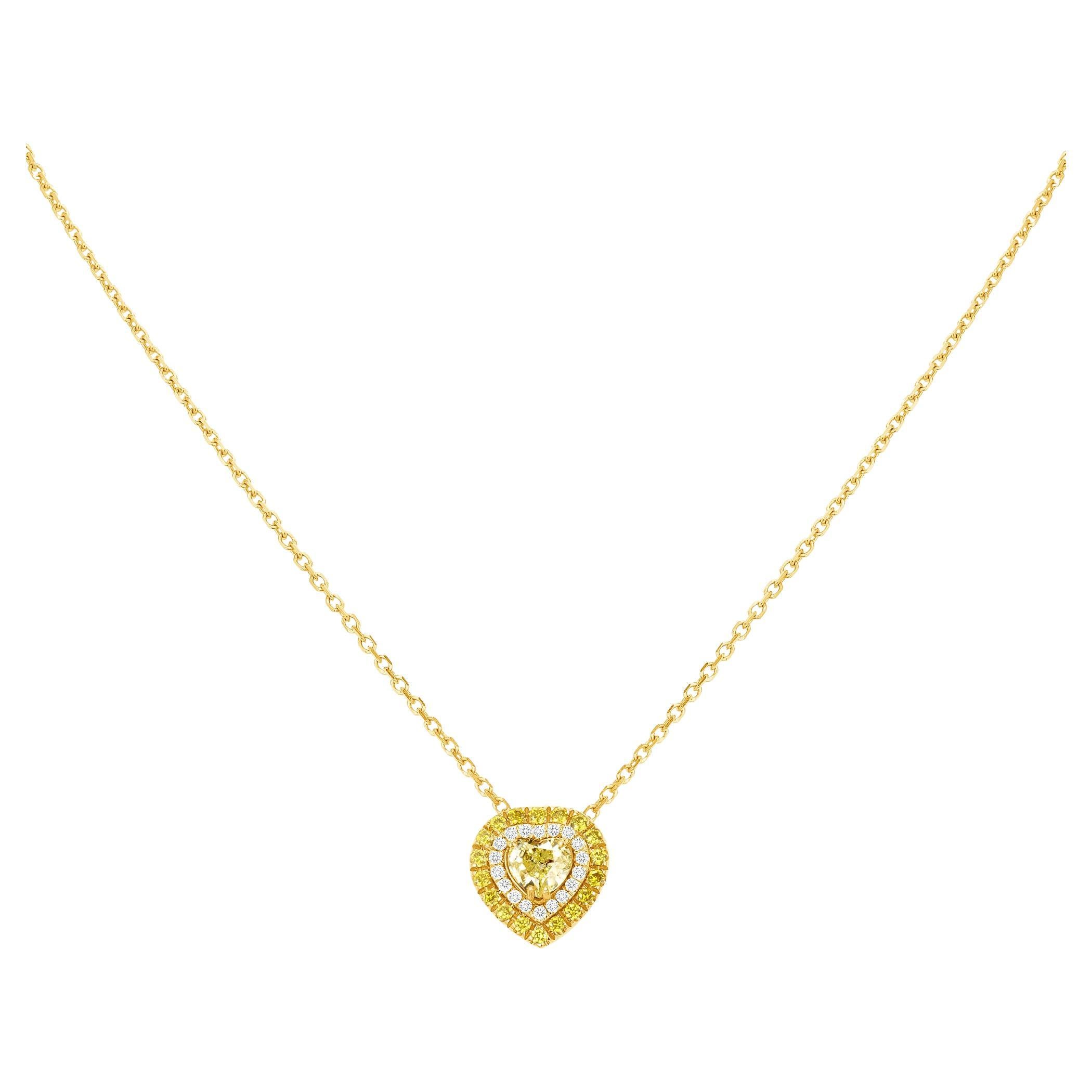 Diamond Heart Pendant Necklace For Sale