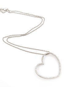 Collar Colgante Corazón de Diamantes en Oro Blanco de 18k