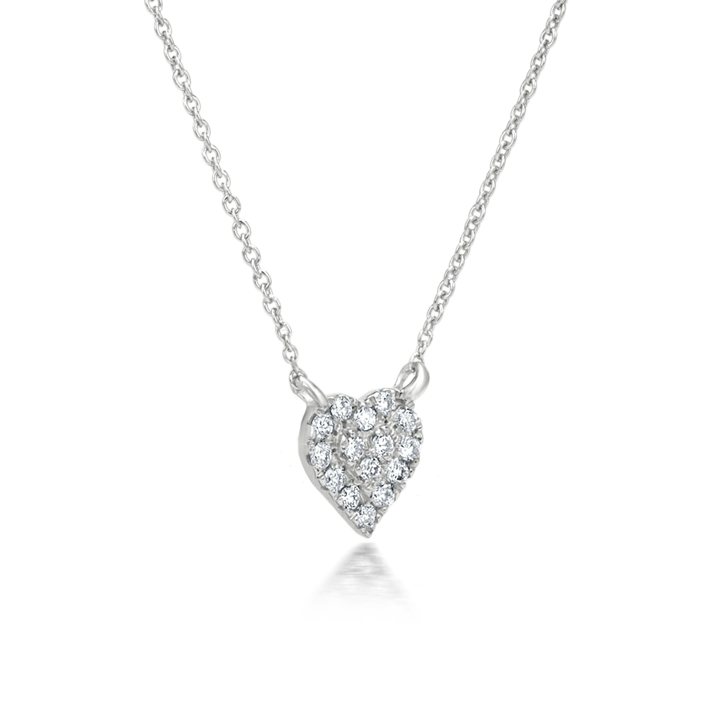 Contemporary Luxle Diamond Heart Pendant Necklace in 18K White Gold