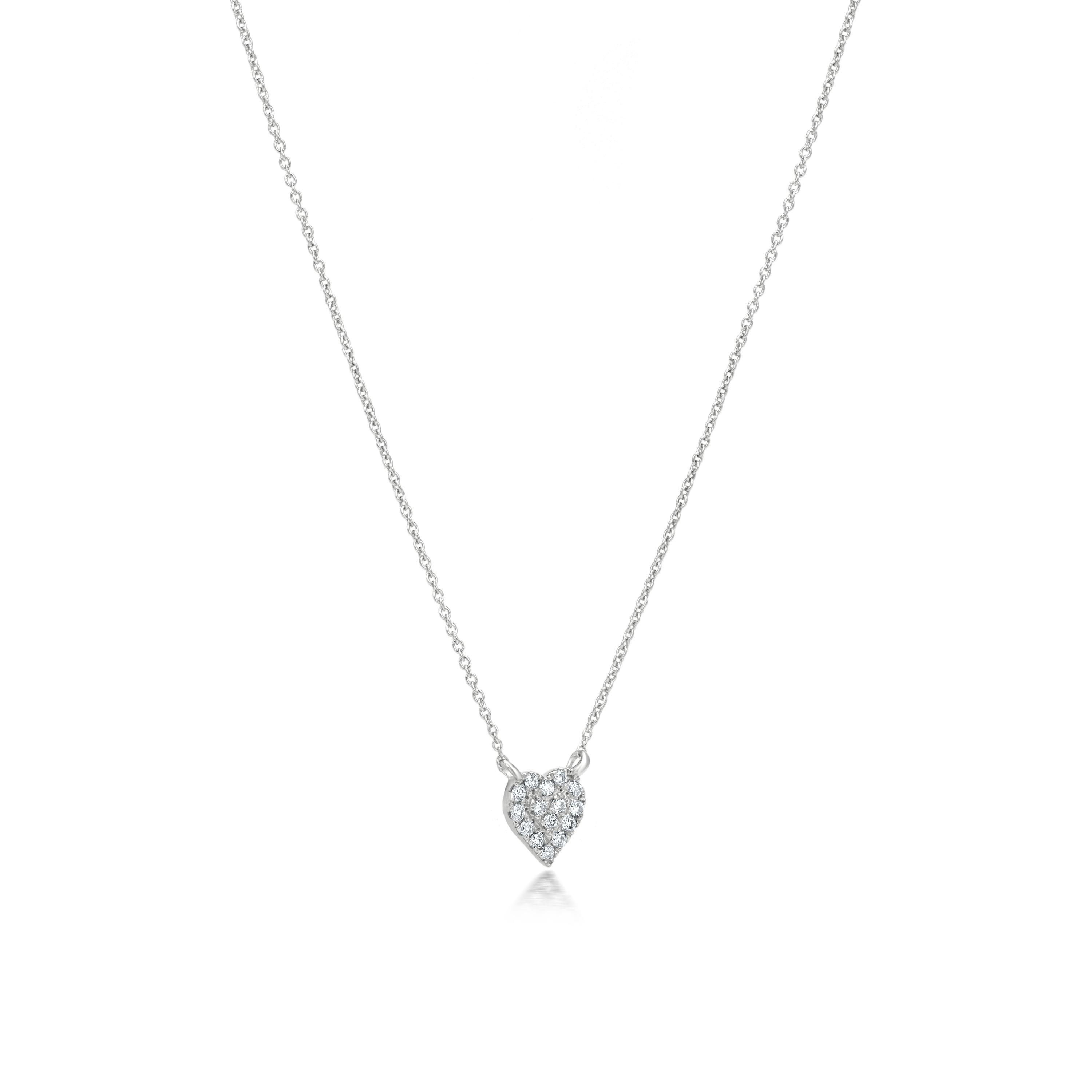 Round Cut Luxle Diamond Heart Pendant Necklace in 18K White Gold