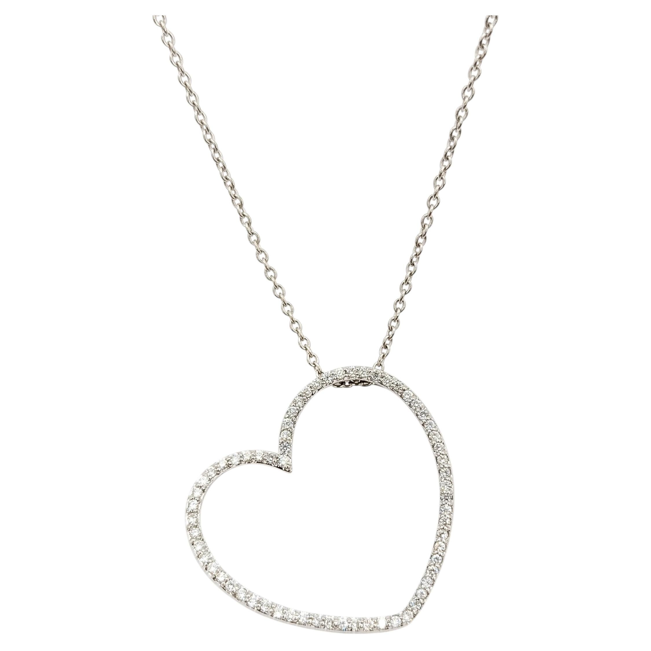 Collar Colgante Corazón de Diamantes en Oro Blanco de 18k