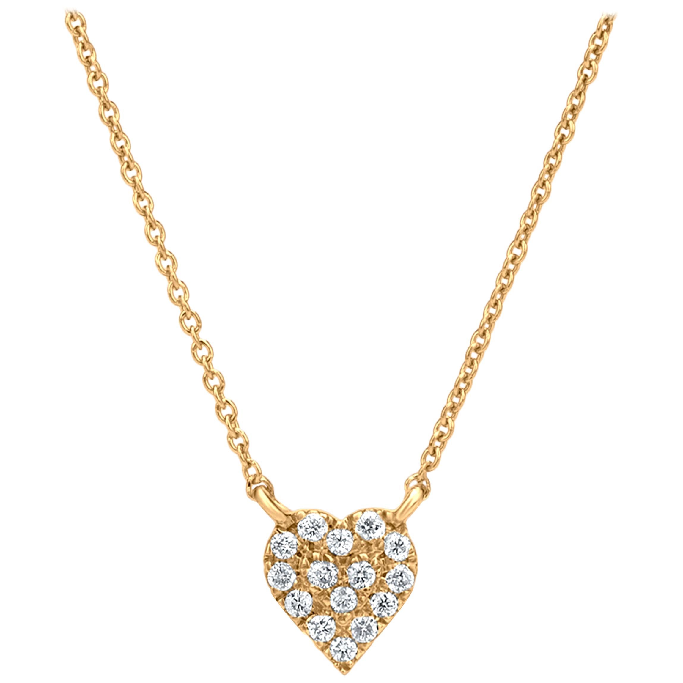 Hermès Yellow Gold Diamond H Heart Pendant Necklace For Sale at 1stDibs