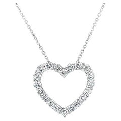 Diamond Heart Pendant Necklace in White Gold