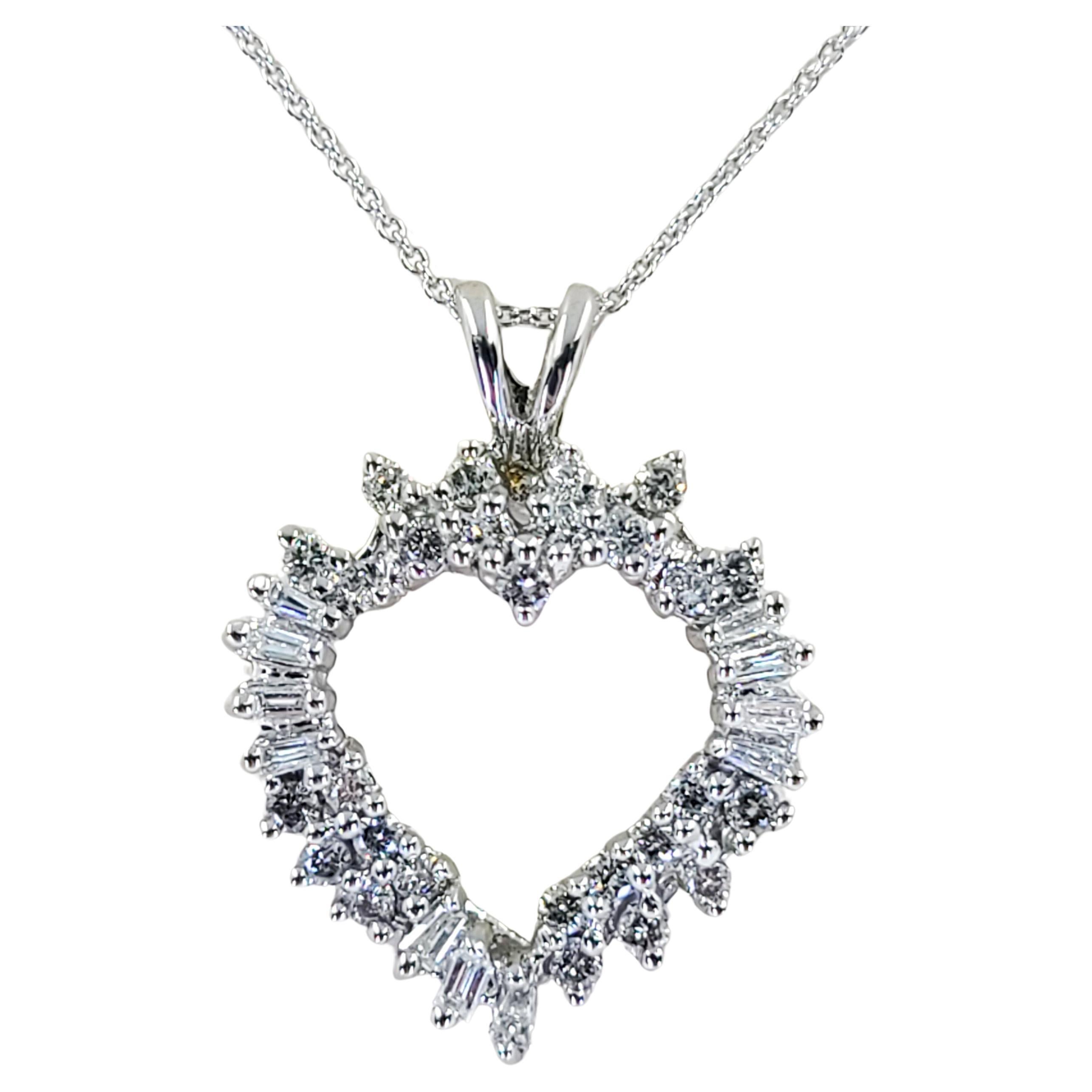 Diamond Heart Pendant Necklace in White Gold