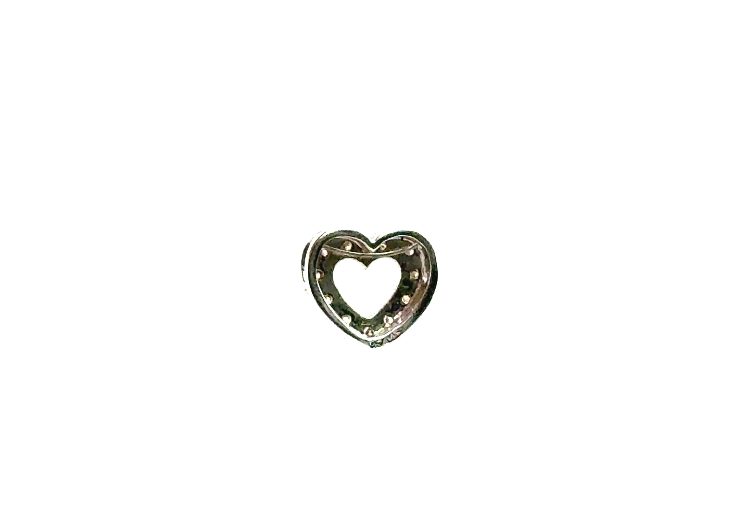 Diamant-Herz-Anhänger-Halskette Mined .15ct 14K Weißgold Floating Vanishing Cha (Rundschliff) im Angebot