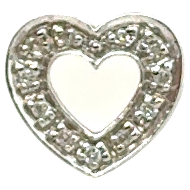 Diamant-Herz-Anhänger-Halskette Mined .15ct 14K Weißgold Floating Vanishing Cha im Angebot