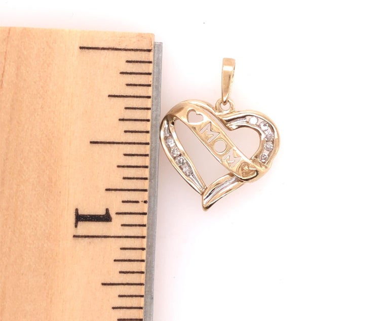 Diamond Heart Pendant Necklace Mom Mother .18ct Yellow Gold For Sale at ...