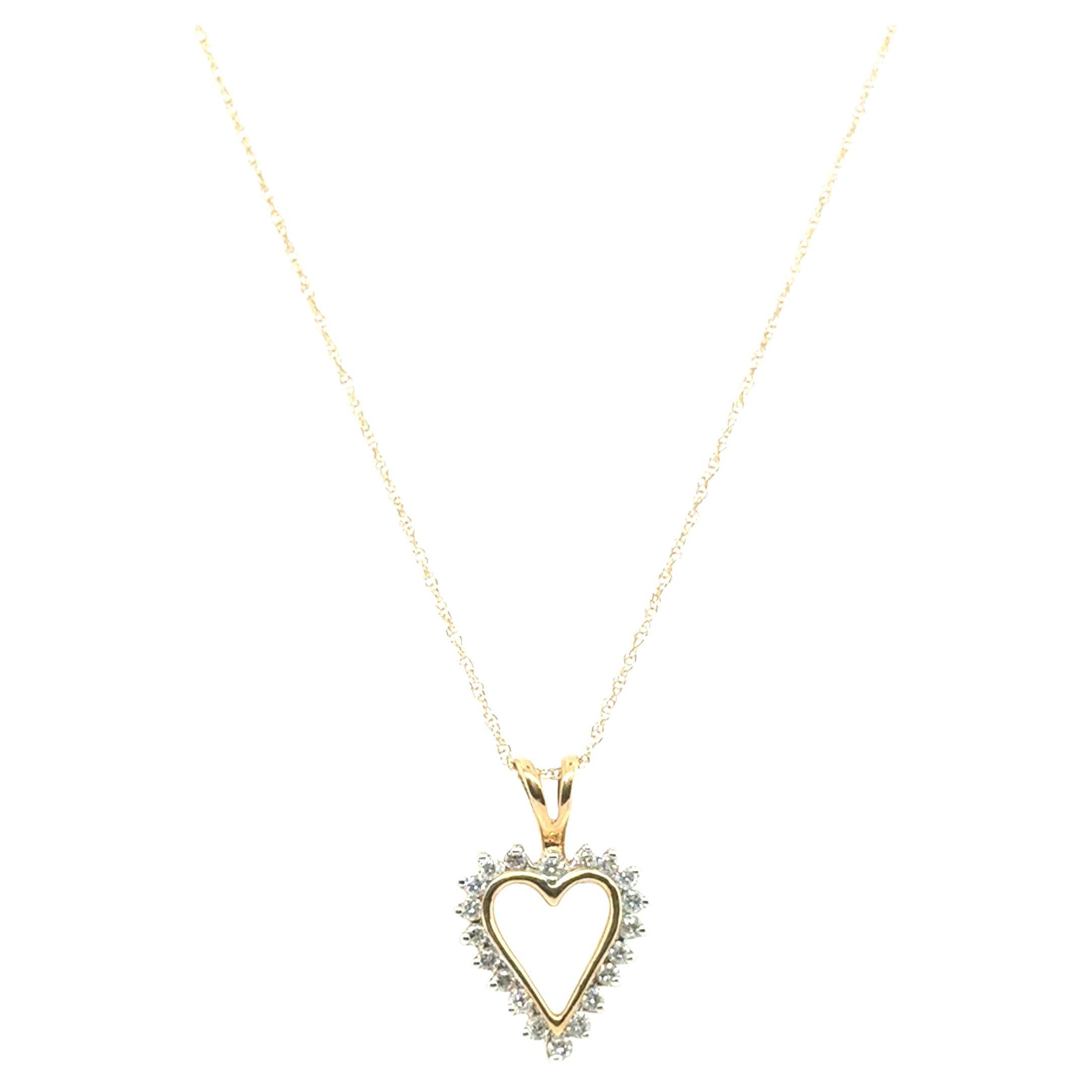 Collier pendentif coeur diamant Nature Mined .25ct Anniversary 14K Yellow Gold