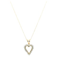Collar Colgante Corazón Diamante Minado Natural .25ct Aniversario Oro Amarillo 14K