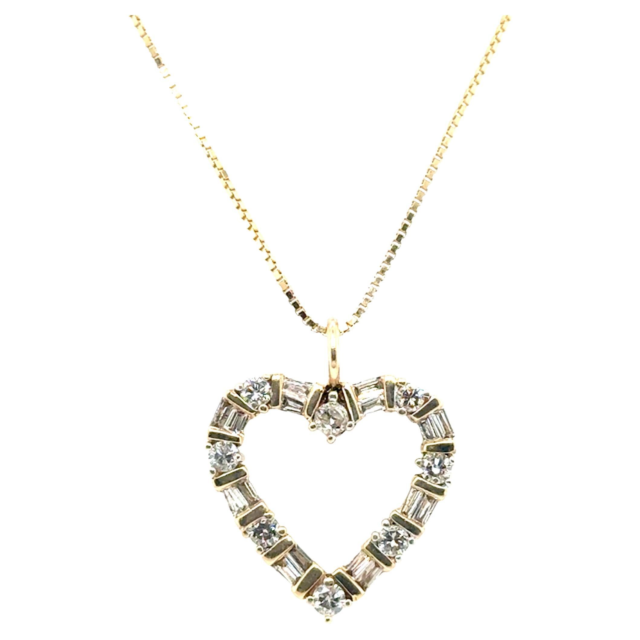 Diamond Heart Pendant Necklace Natural Mined .75ct Mother's Day Yellow Gold