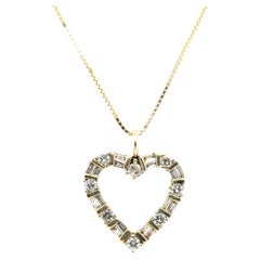 Diamond Heart Pendant Necklace Natural Mined .75ct Mother's Day Yellow Gold