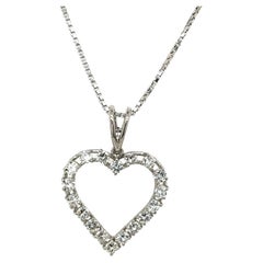 Diamond Heart Pendant Set In 18ct White Gold With 0.70ct Natural Diamonds