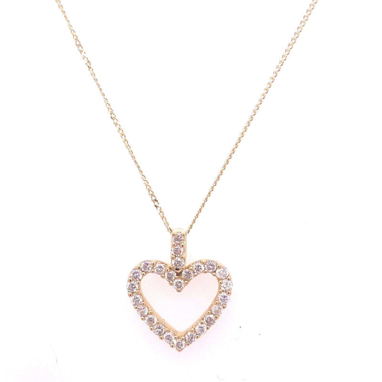 The perfect gift for the one you love, the 18ct yellow gold pendant in a heart shape with a total diamond weight of 0.50ct of round brilliant diamonds. The pendant sits on a 18-inch chain and can be worn with any outfit.

Additional