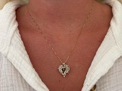 Diamond Heart Pendant with Chain in 14k Yellow Gold