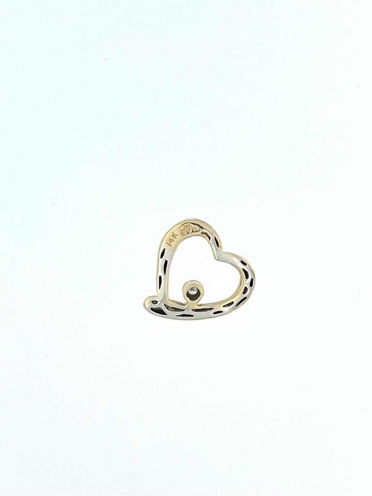 Artisan Diamond Heart Pendant with Chain Yellow and White Gold  For Sale