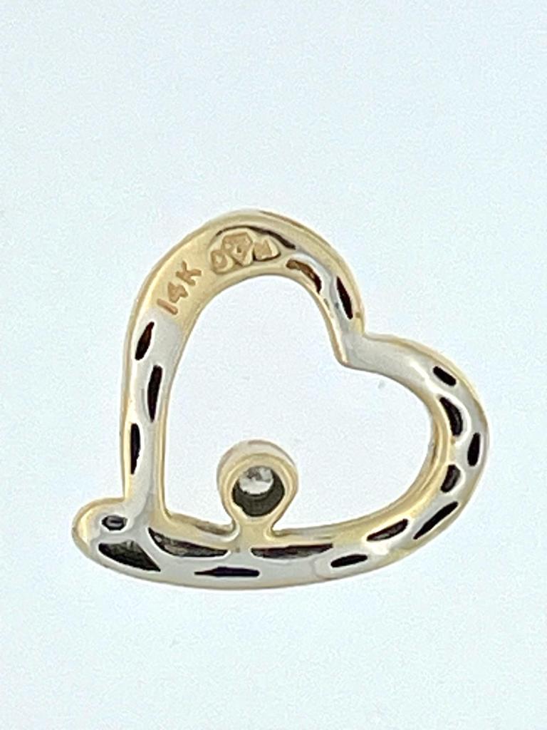 Brilliant Cut Diamond Heart Pendant with Chain Yellow and White Gold  For Sale