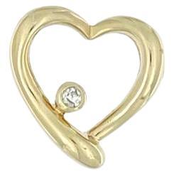 Diamond Heart Pendant with Chain Yellow and White Gold  For Sale