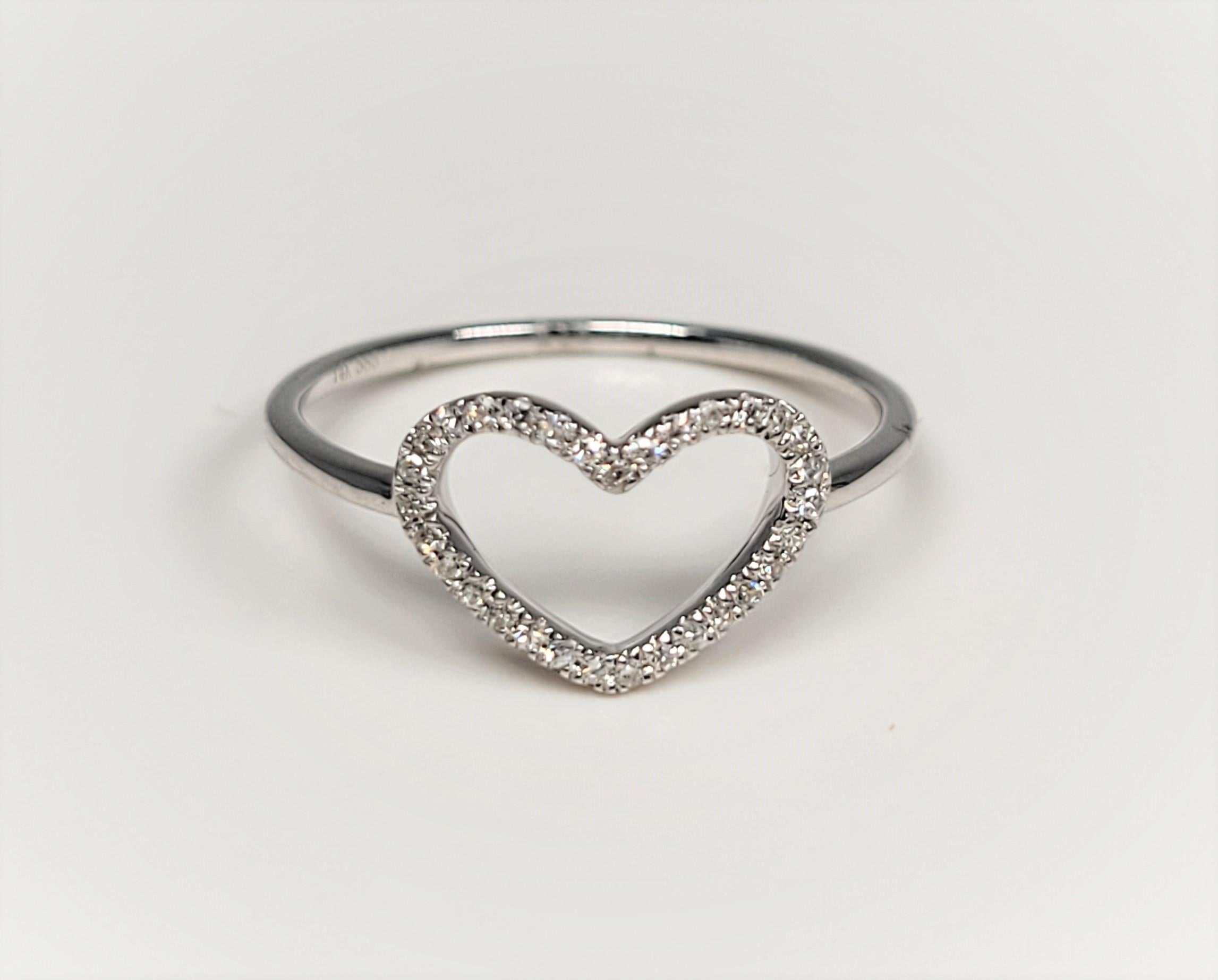 Diamond Heart Ring 14 Karat White Gold For Sale 1