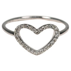 Diamond Heart Ring 14 Karat White Gold