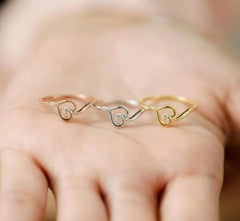 Diamond Heart Ring 14k Solid Gold Fancy Wedding Birthday Ring Minimalist Ring