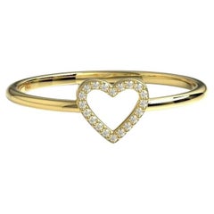 Diamond Heart Ring 14K Solid Gold heart Stacking ring For Women Valentines Gift