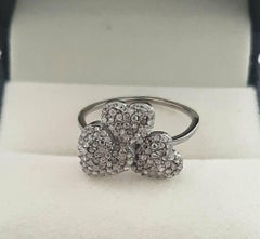 Diamond Heart Ring 925 Silver Diamond Three Heart Ring Mothers Day Gift Jewelry.