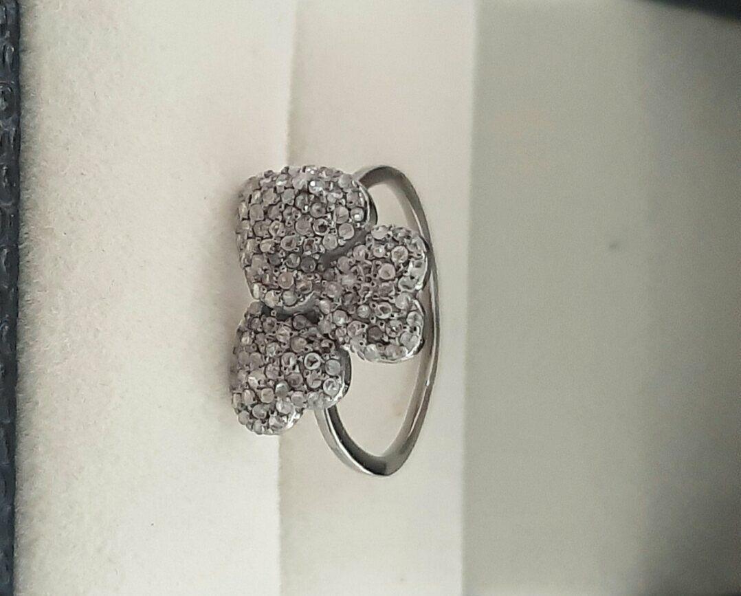 Women's or Men's Diamond Heart Ring 925 Silver Diamond Three Heart Ring Mothers Day Gift Jewelry. For Sale