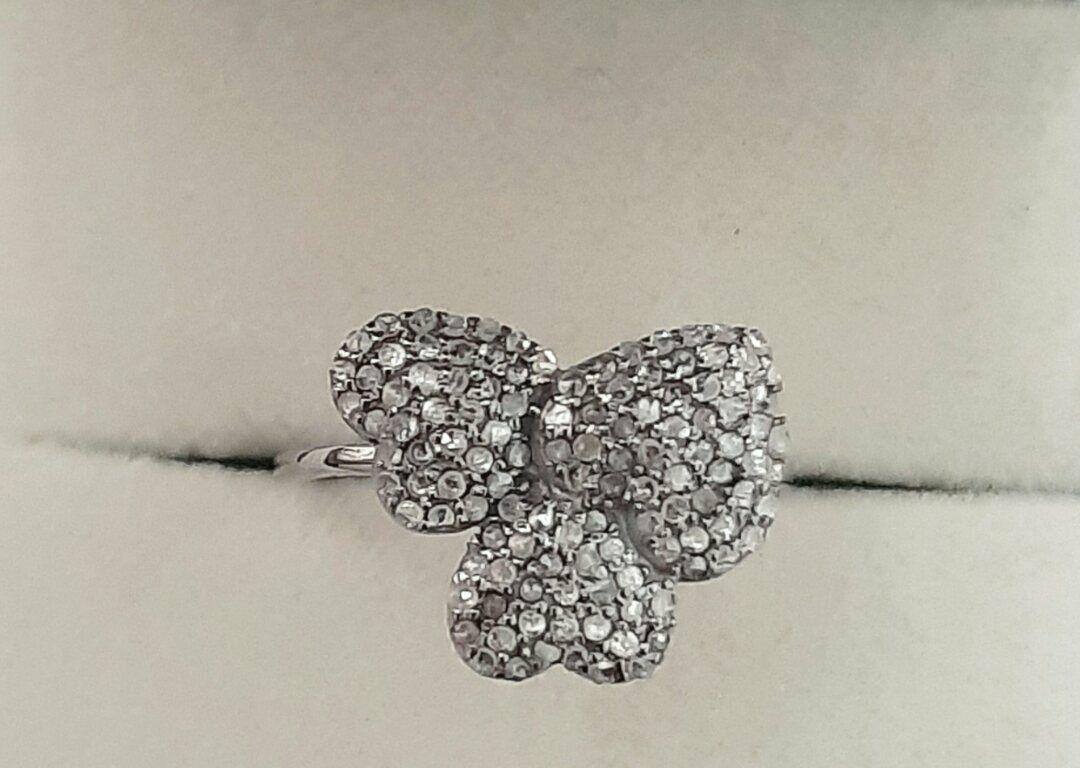 Diamond Heart Ring 925 Silver Diamond Three Heart Ring Mothers Day Gift Jewelry. For Sale 2