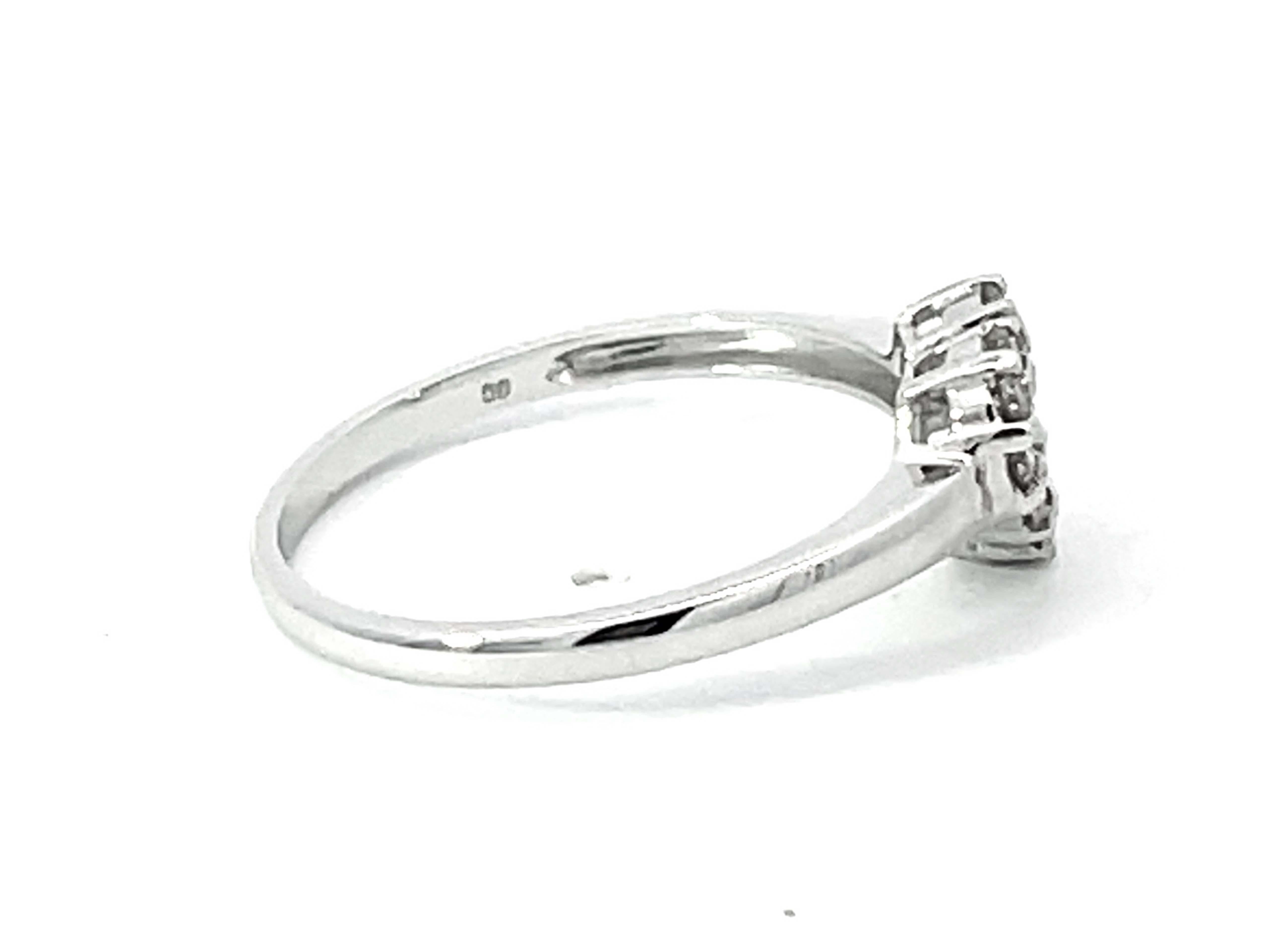 Modern Diamond Heart Ring in 14k White Gold For Sale