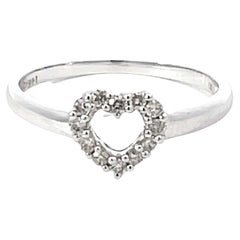 Retro Diamond Heart Ring in 14k White Gold