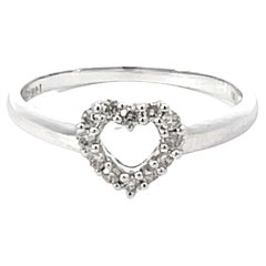 Vintage Diamond Heart Ring in 14k White Gold