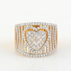 Diamond Heart Ring in 18K White and Yellow Gold