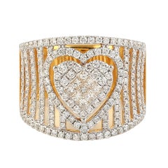 Diamond Heart Ring in 18K White and Yellow Gold
