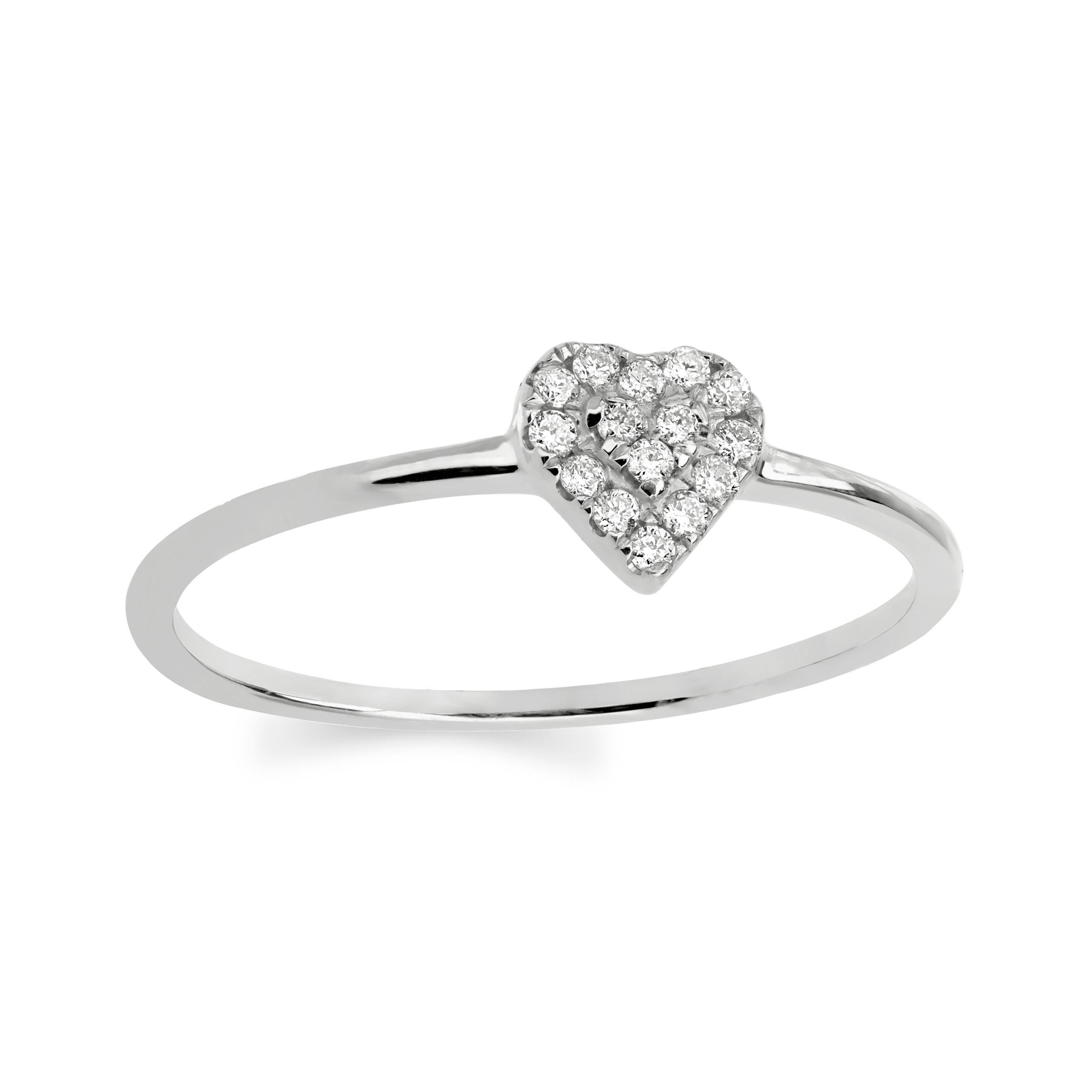 Diamant-Herzring von Luxle aus 18 Karat Weißgold (Rundschliff)
